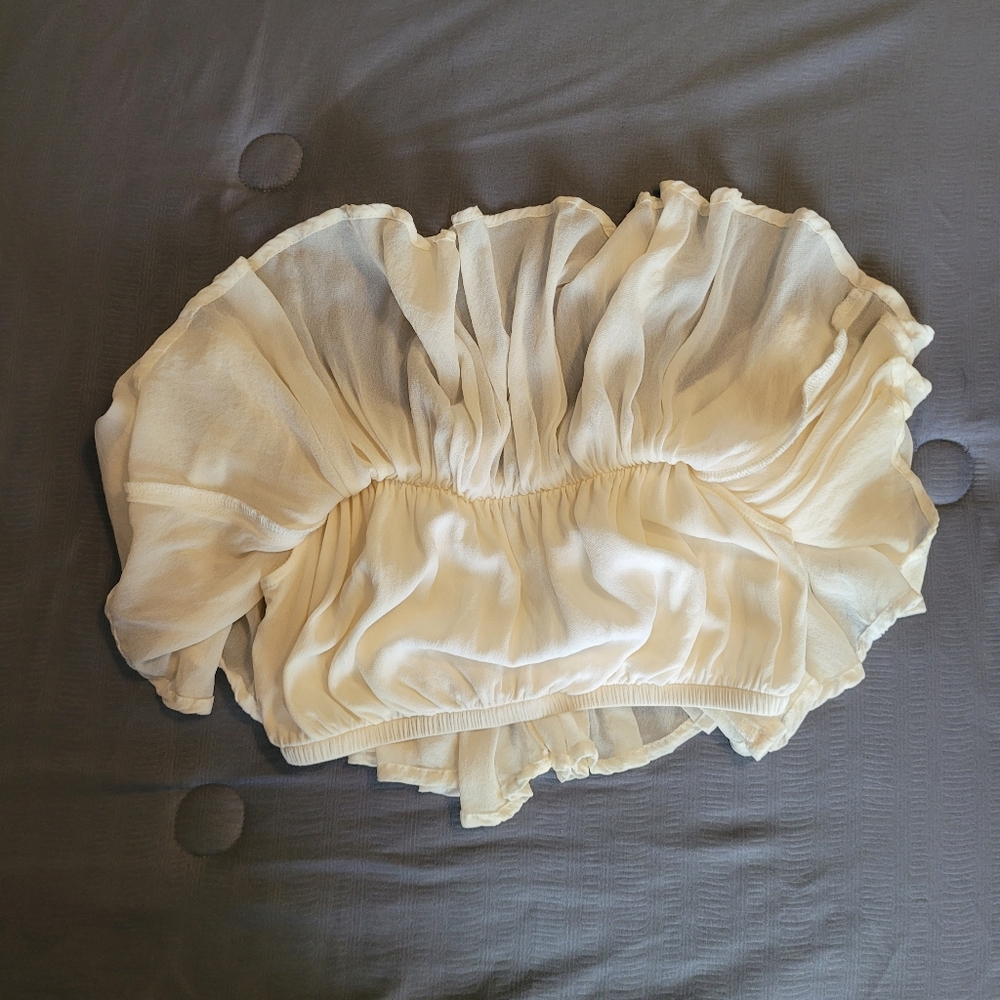 Reformation Flutter Crop Top - Cream, Sz XS - EUC - Picture 10 of 10